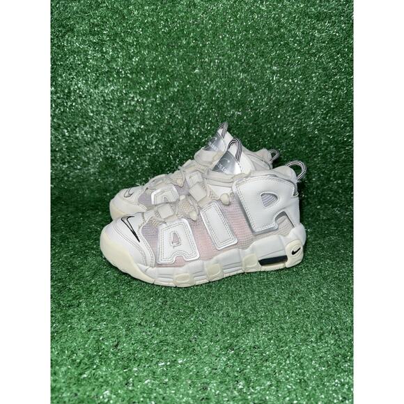 Nike Air More Uptempo Thank You, Wilson White Grey Athletic Shoes Kids Size 4Y - Picture 4 of 9